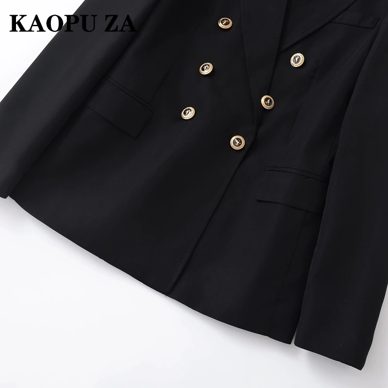 Kaopu za 2024 Frau neue Herbst schicke Anzug Mantel Dame dicken Blazer Langarm schwarz Zweireiher Revers Mode Jacke Top