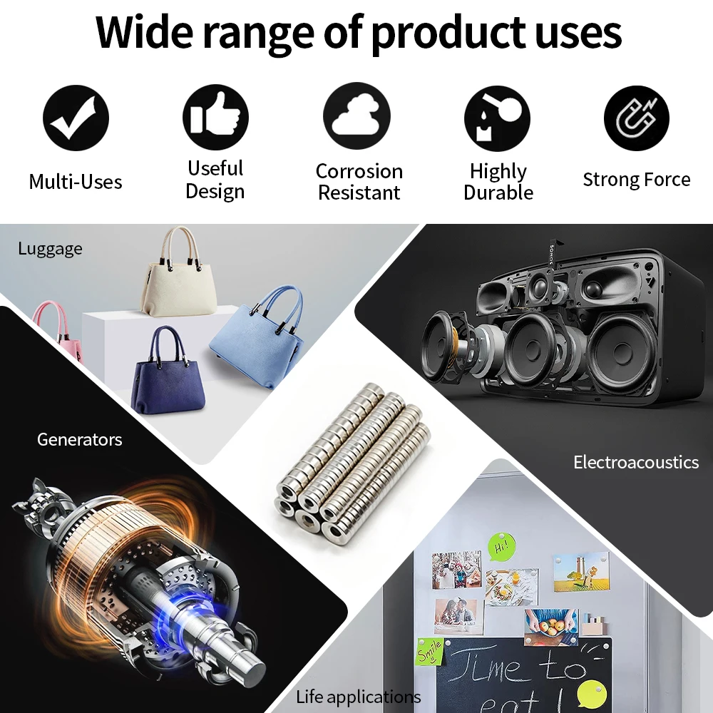 مغناطيس نيوديميوم قوي للغاية N35 NdfeB مغناطيسي دائم imanes مستدير مع ثقوب مغناطيس قوي للثلاجة