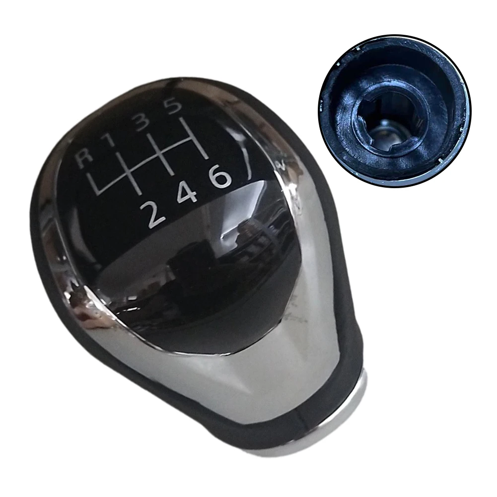 

6 Speed Leather Shift Knob R6 for Nissan For Qashqai For J11 2016 to 2017 black chrome trim OE 32865 4BA1A 32865 4EA0A