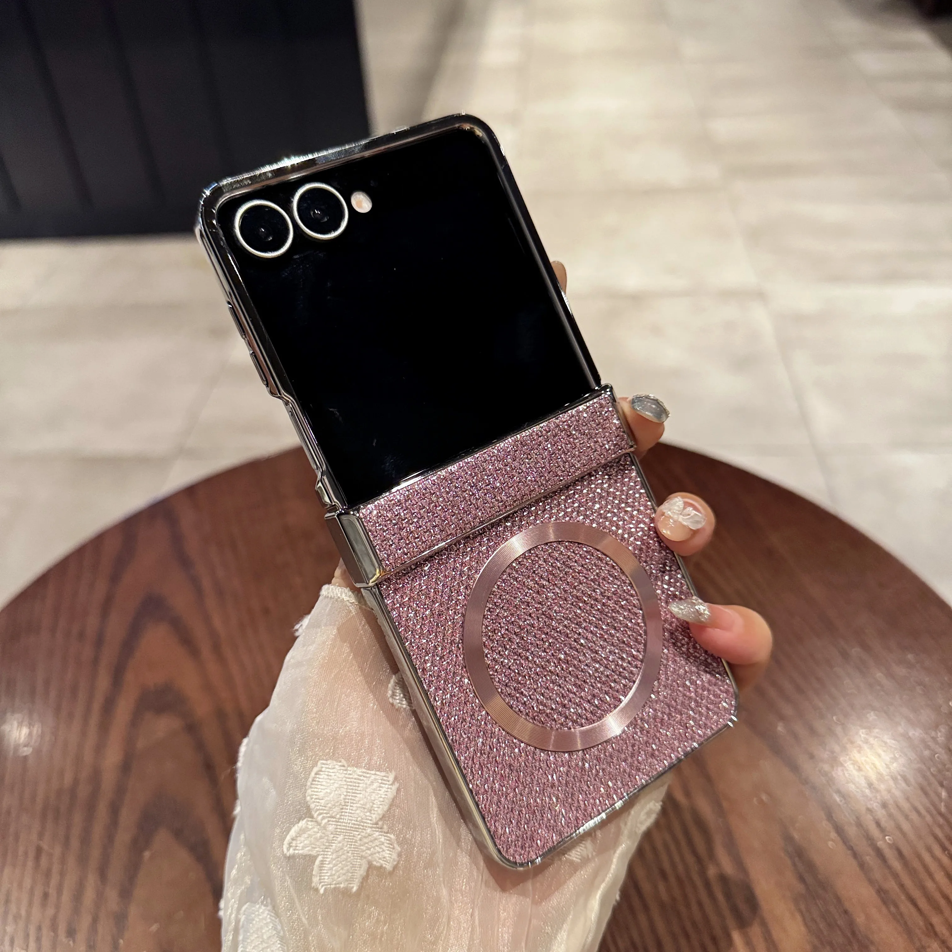 

Роскошный магнитный чехол для телефона с гальваническим покрытием для Samsung Galaxy Z Flip 7 6 5 4 3, противоударный облегающий чехол с хорошей текстурой