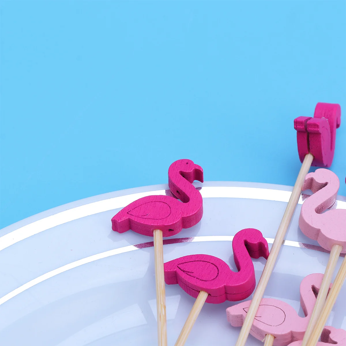 

100Pcs Wooden Picks Disposable Eco Friendly Cocktail Fruit Food Appetizer Sticks Party Supplies Flamingo Design