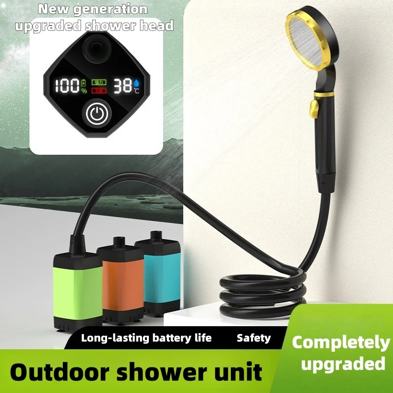 

Новый портативный душ для кемпинга 2026 года. Перезаряжаемый LED-дисплей на 6000 мАч. Простой мобильный электрический душ для улицы.