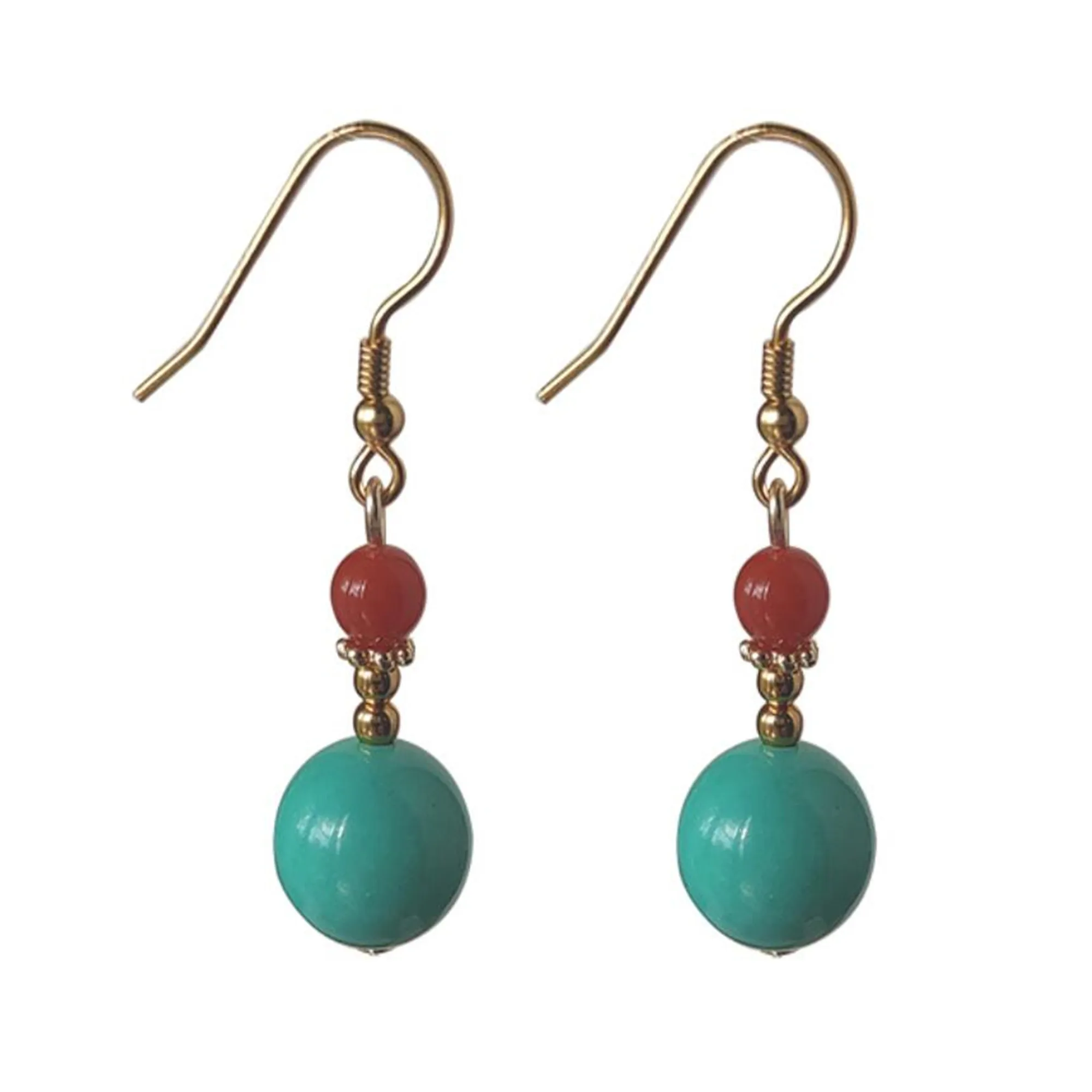 

Turquoise Red Agate Gemstone DIY Earrings 18K Ear hook Hoop Jewelry Women Wedding Teens Gemstone Art