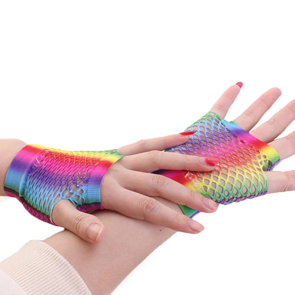 

1Pair Short Fishnet Gloves Colorful Nylon Mesh Elastic Breathable Durable for Cosplay Party Outfit Mesh Fishnet Gloves