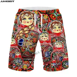 Jumeast Y2k Men Women 3D Printed Russian Doll Shorts Trunks Board Shorts Beach Casual Sweatpants Short Pants