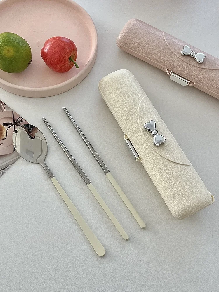 Palillos y Cuchara de o Inoxidable 304 de Alta Estética, Utensilios de Comedor Portátiles, Paquete Individual para Trabaj...