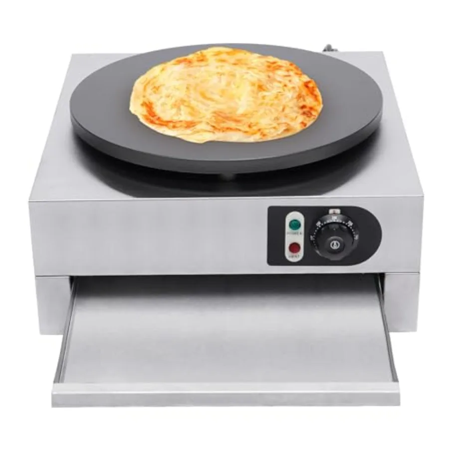 

Electric crepe pancake maker for commercial use, cast iron 16-inch baking pan, black, nonstick surface with precise temperature