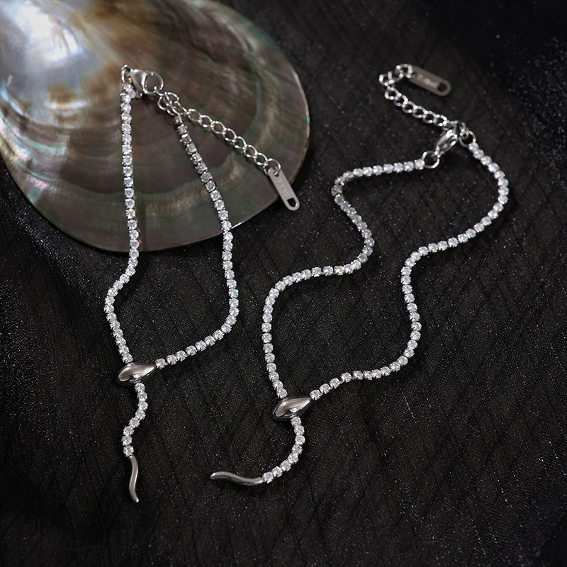 Cz stone snake chain bracelets stainless steel bracelets for women minimalist dainty stainless steel jewelry new in 2024