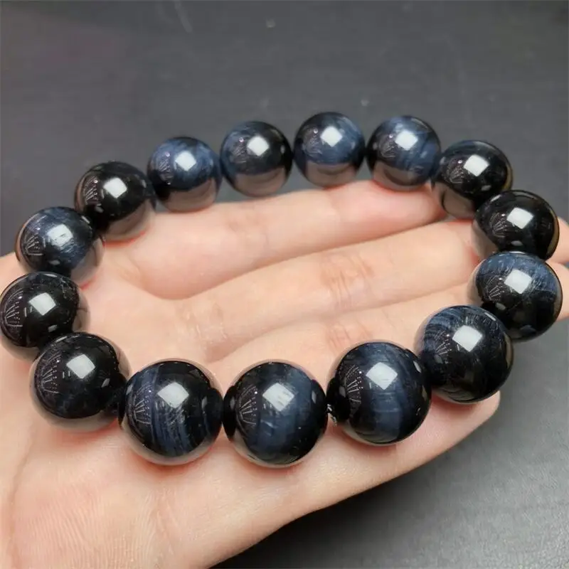 13MM Natural Blue Tiger WEye Stone Bracelet Charms Handmade Fortune Energy Bangle Mineral Woman Amulet Jewelry Gift 1PCS