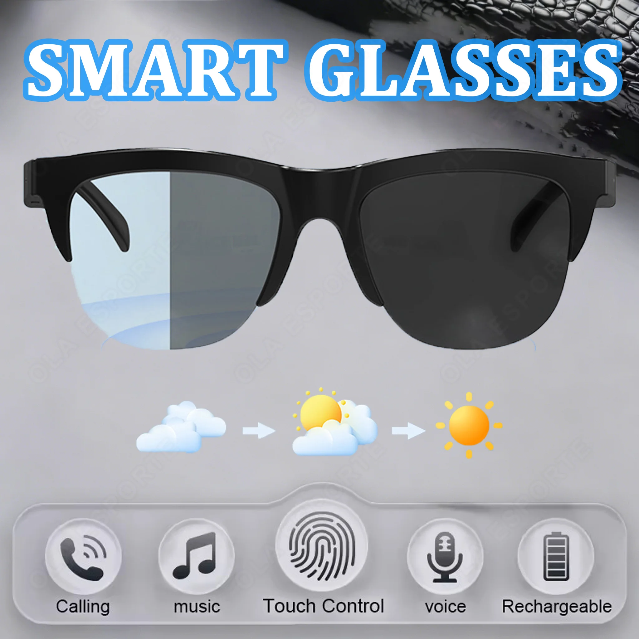 2026 Color-Changing Lens Smart Glasses Voice Assistant Wireless Bluetooth Call Outdoor Sports Camera Anti-UV Fashion Sunglasses