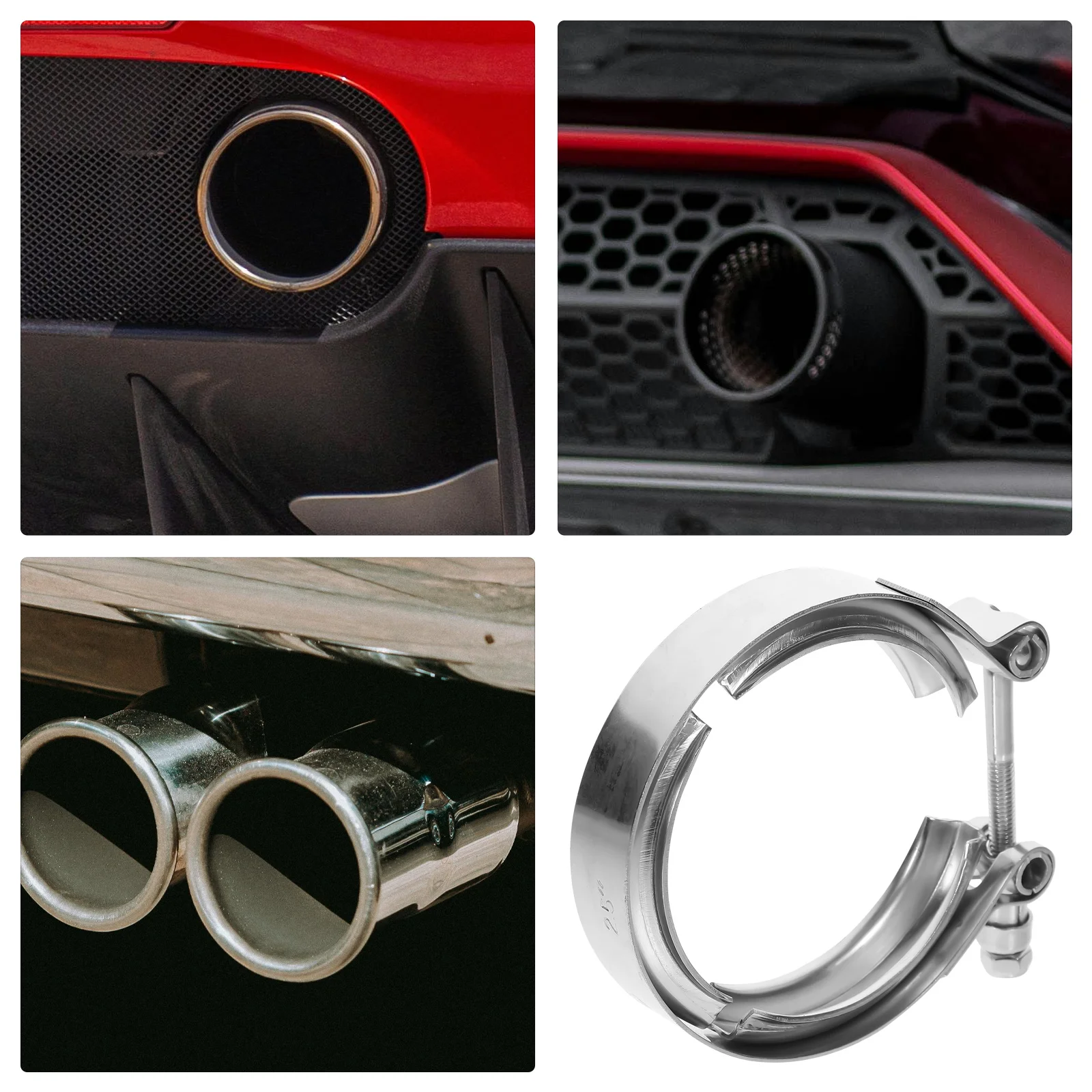 

Stainless Steel Clamp Exhaust Pipe Fixing Tool Sturdy Structure Car Modification Accessory Clamp Repair Clamps