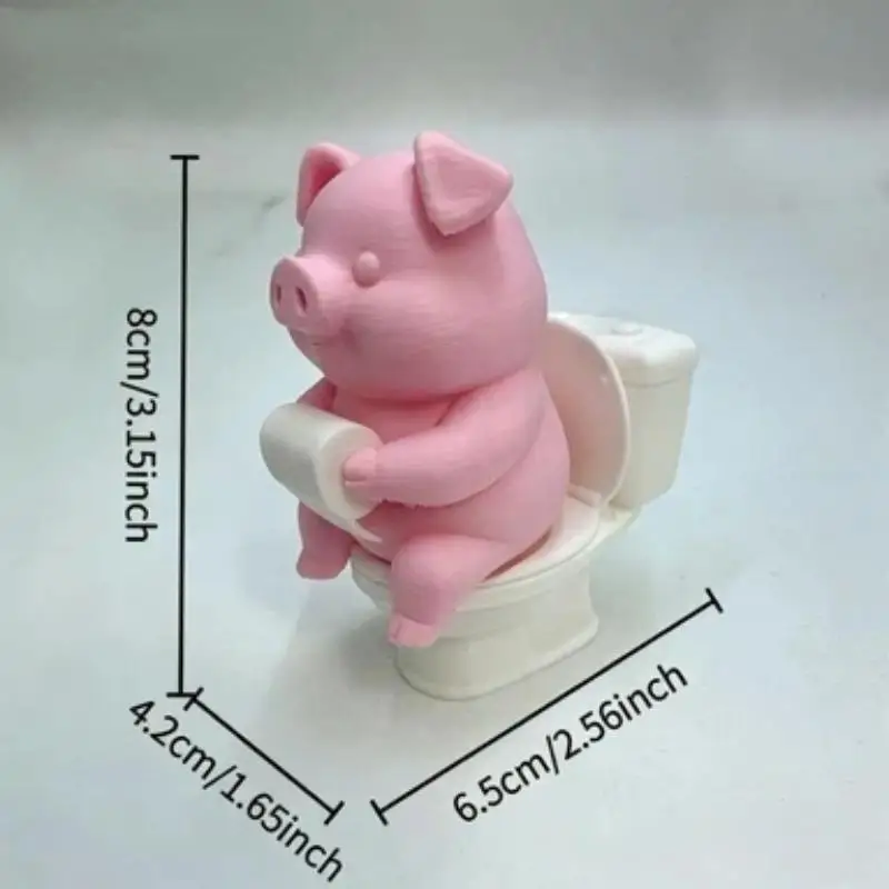 3D Printed Cute Pig Figurine Toilet Sitting Tissue Holding Design Perfect Bathroom Decor Funny Unique Gift
