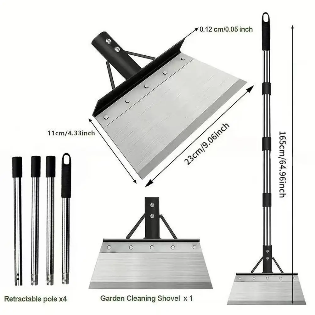 3/4 Section Handle Telescopic Manganese Steel Ice Scraper Heavy Duty Snow Shovel for Driveway, Yard and Outdoor Winter Cleaning