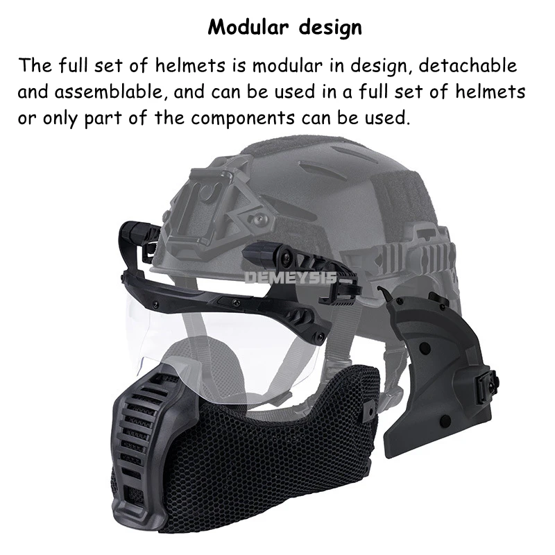 Casco integral Airsoft Wendy con máscara extraíble y gafas tácticas - imagen 2