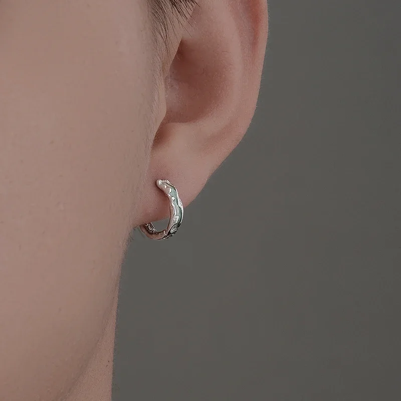 

S925 Sterling Silver Earrings Men's Premium Mint Green Ear Buckles