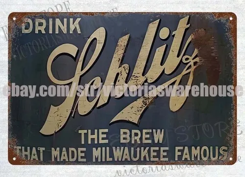 nostalgic plaque PROHIBITION SCHLITZ BREW BEER metal tin sign