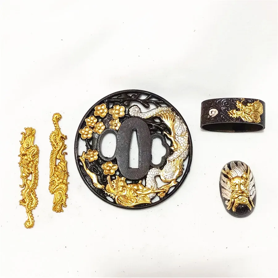 

High Quality Copper Soild Brass Tsuba Handguard Guard Fuchi Kashira Menuki For Real Japanese Japan Samurai Katana Sword Fittings