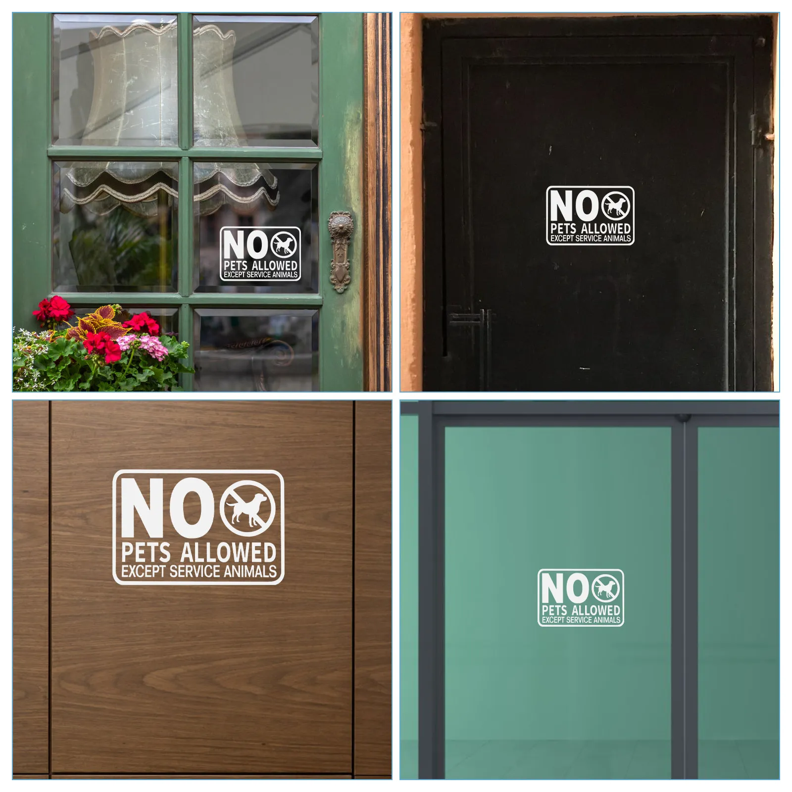 2Pcs No Pets Allowed Sign Clear Visible Translucent Vinyl Decal Removable Reusable Waterproof Indoor Outdoor Store Office Door