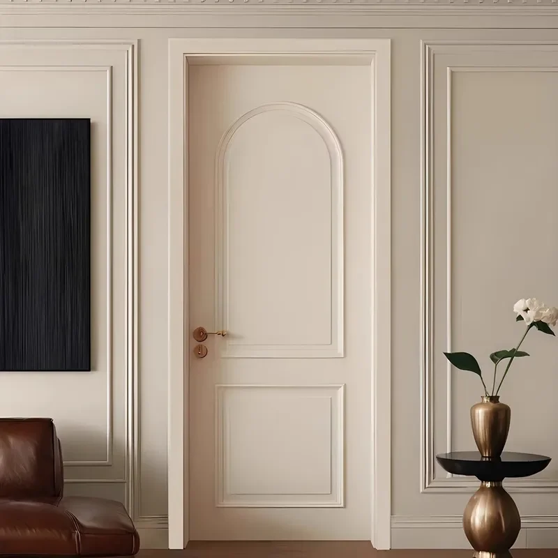 for Mo Fan High End White French Paint Bedroom Door Full Set Installation Household Indoor Cream Wooden Door Complete Set