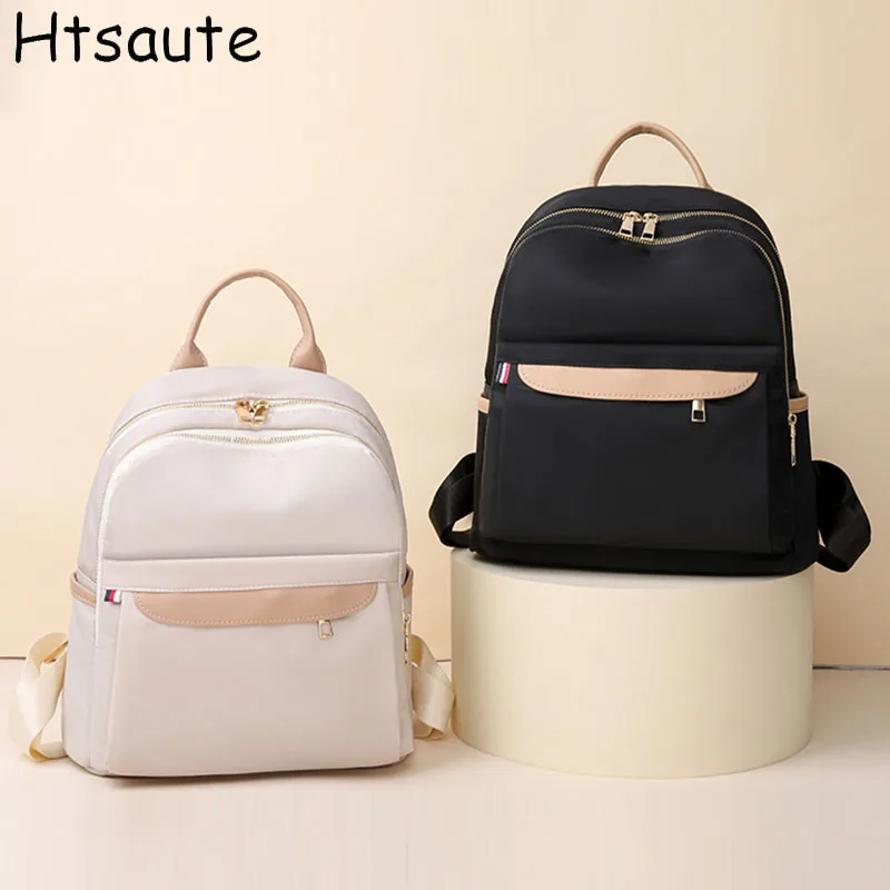 

High Quality New Waterproof Nylon Women Backpack Female Travel Bag Backpacks Schoolbag for Teenage Girls Solid Color Bookbag