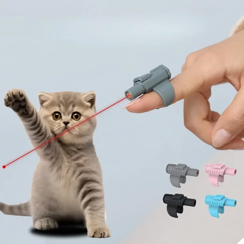 Mini brinquedo portátil para gatos a laser, design de manga de dedo para brincar interativo e diversão infinita, caneta infravermelha para provocar gatos, brinquedo para animais de estimação