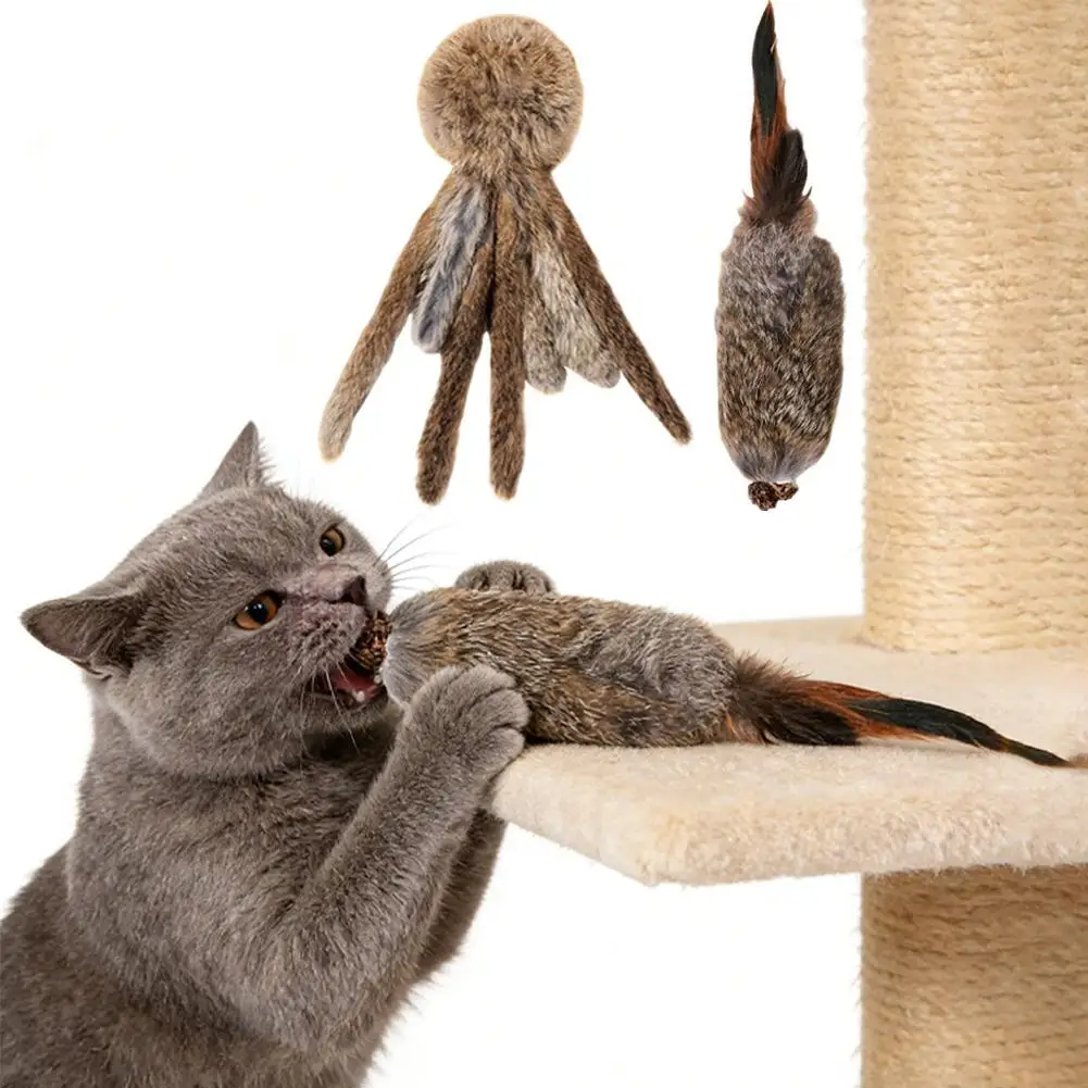 Brinquedo Interativo de Pelúcia Artificial de Coelho para Gatos, Brinquedo de Treinamento de Caça, Brinquedo de Provocação para Animais de Estimação, Alivia o Tédio