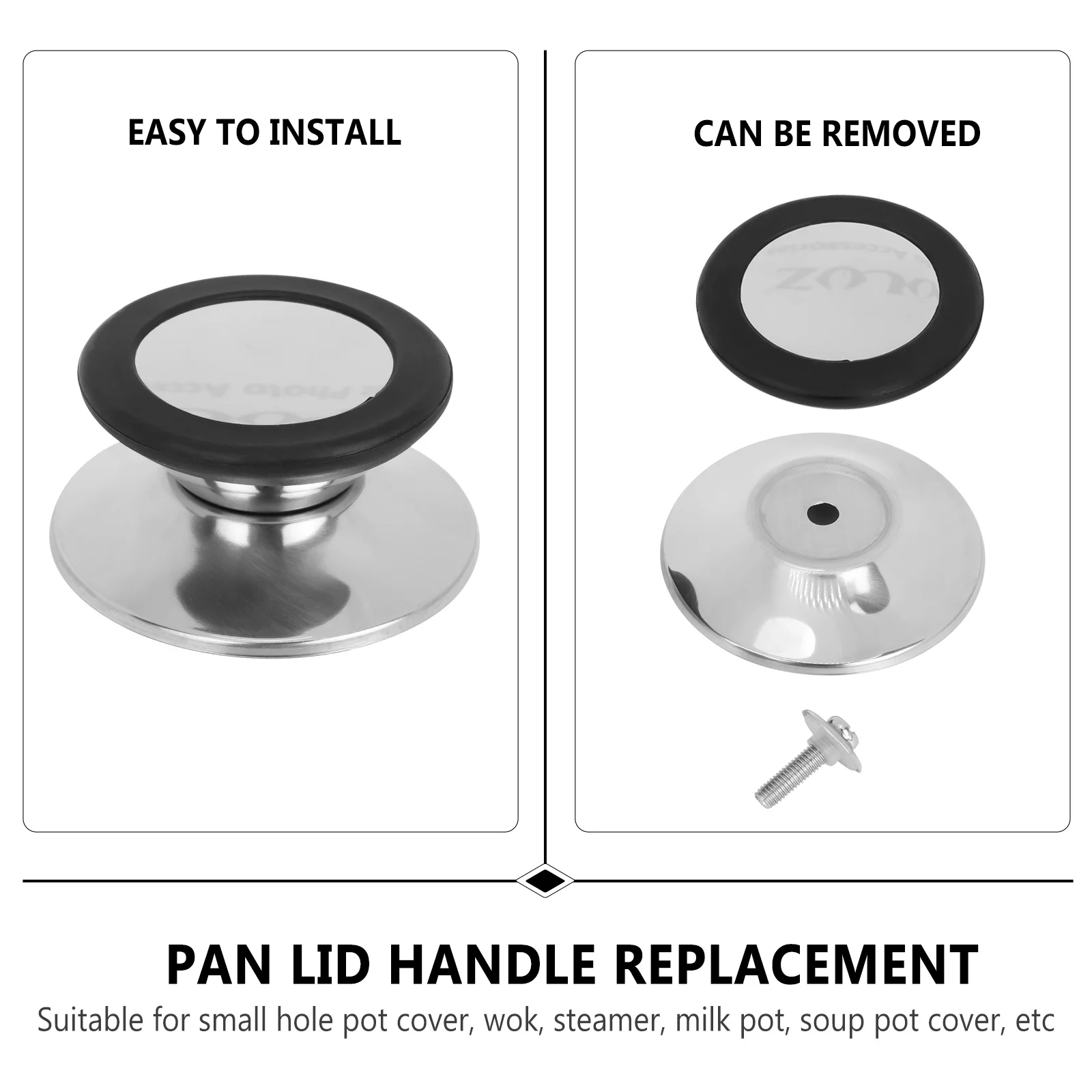 

3Pcs Replacement Pot Lid Handle with Anti-Scald Ring Heat Resistant Grip for Soup Pan Milk Pot Frying Pan Lid Knob Accessory