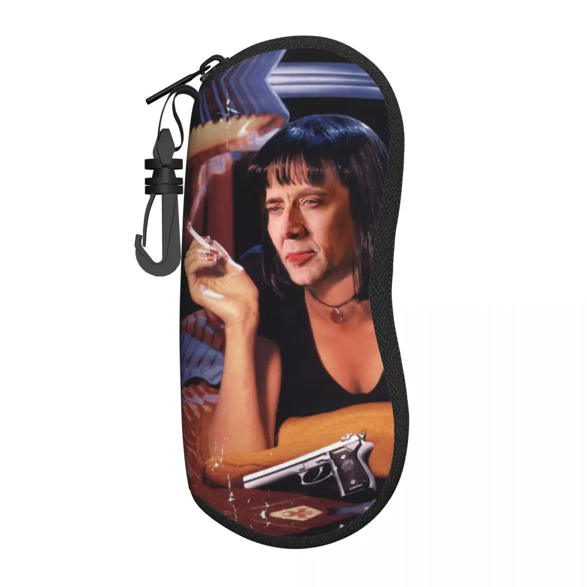 Custom Nicolas Cage Pulp Fiction Meme Sunglasses Soft Case Neoprene Zipper Shell Eyeglass Case Protective Box For Glasses