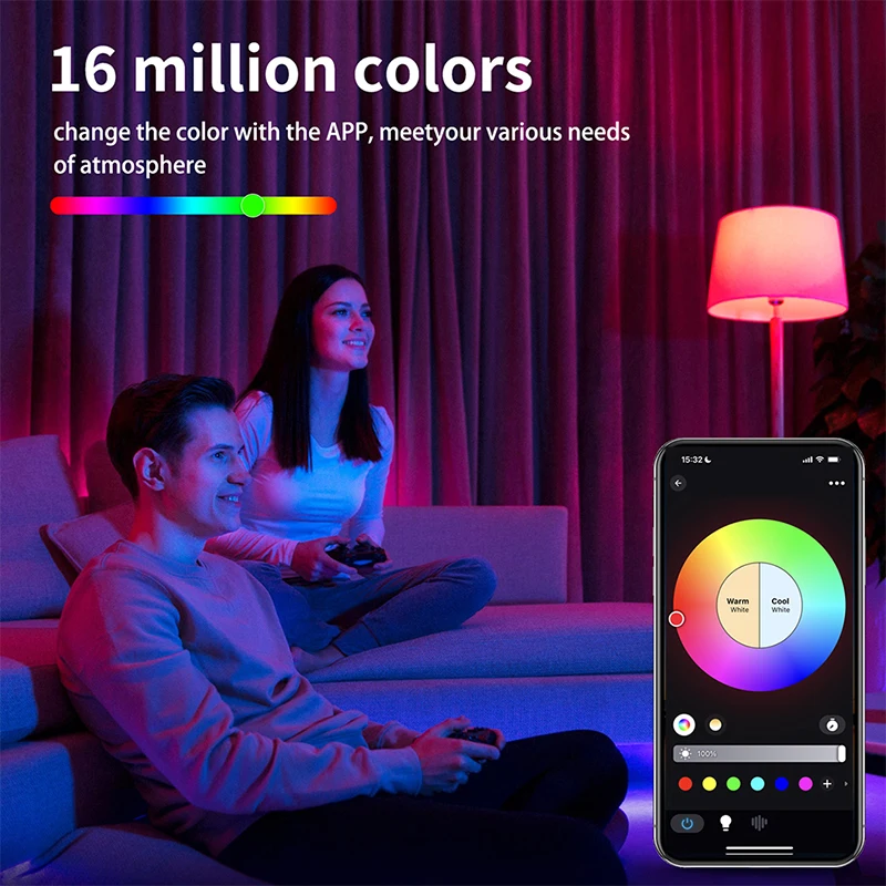 Bombilla inteligente RGB para decoración de sala de estar, luces LED regulables con WIFI, aplicación de Control remoto por voz con Yandex, Alexa,