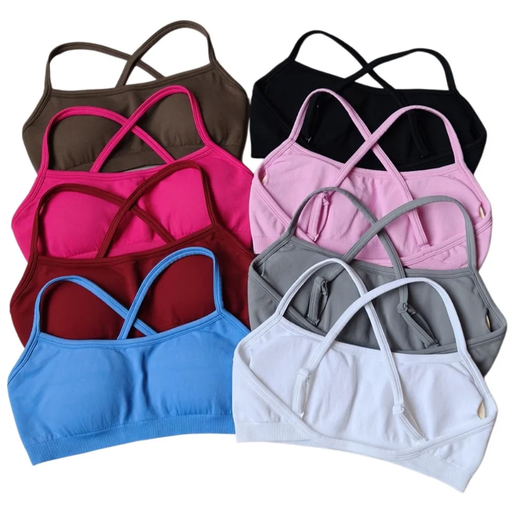 

High Stretch Women Paded Sports Bra Seamless Yoga Gym Fitness Tight Tops Gathering Shock-Proof Workout Running Pilates Underwear