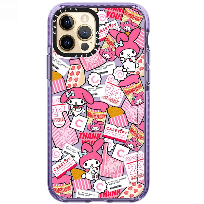 Sanrio My Melody Candy Shockproof Silicone Phone Case For iPhone 15 14 11 12 13 Pro Max X XS XR 8 7 Plus Protection Back Cover