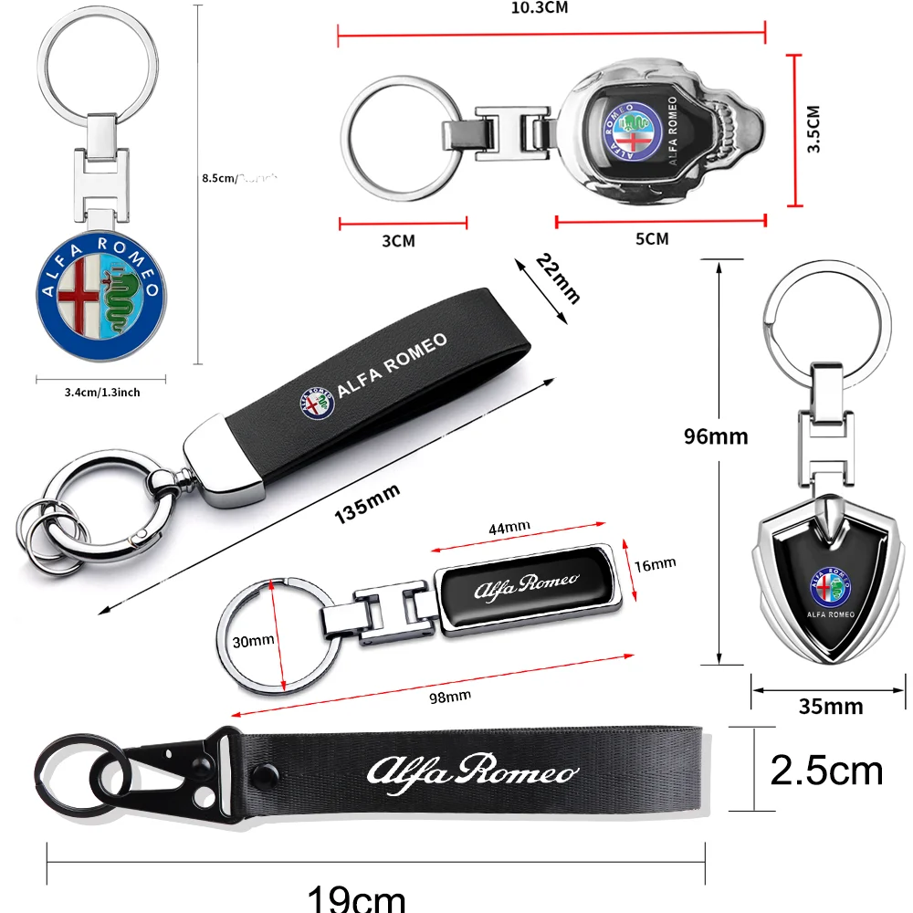 Car Metal Keychain Four Leaf Clover Keyring Key Chain Ring Holder for Alfa Romeo Giulia Giulietta Stelvio Mito Sportiva Mito