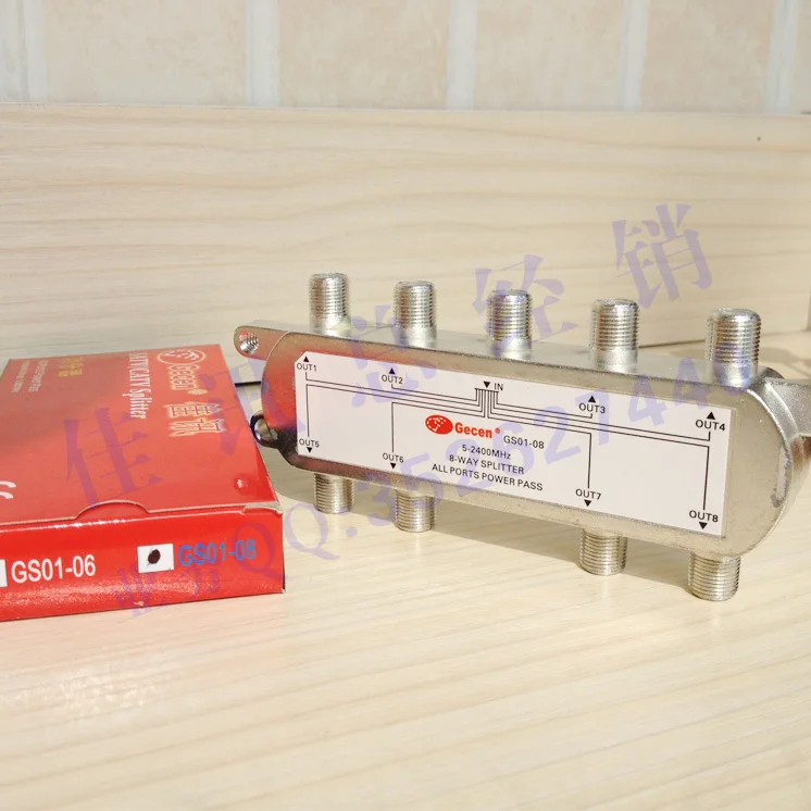 

GS01-08 Одноточечный восьмимощный разветвитель 8-мощный разветвитель Распределитель спутникового телевидения Восьмиковый распределитель 8 см