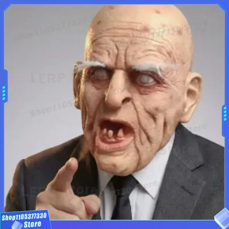 Funny Old Man Latex Mask Horror Halloween Party Prop Realistic Elderly Face Headgear Cosplay Costume Accessory for Men Women
