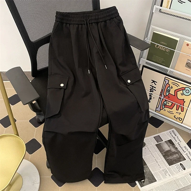 

Retro Casual Overalls for Men High Street American Drawstring Pants Men's Trendy Brand Loose
