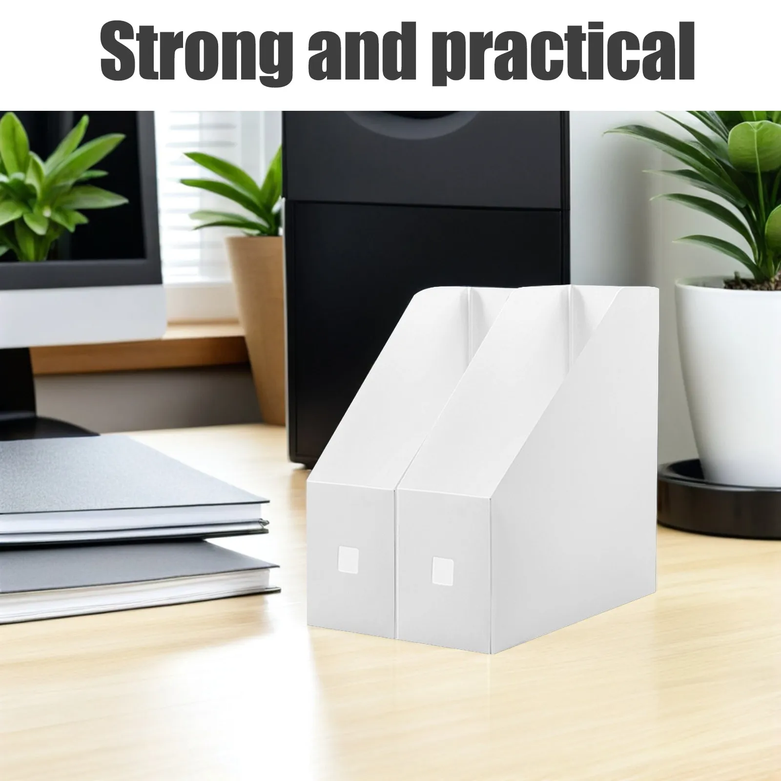 

Набор из 2 пластиковых органайзеров для файлов 9x24x27 см, белый, матовый, двусторонний, для офиса и дома