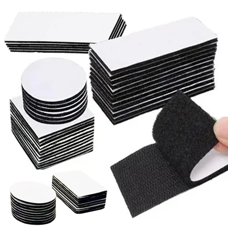 10/20Pairs Self-Adhesive Hook and Loop Fastener Tape Double-Sided Adhesive Tape Nylon Sticker With Strong Glue For Home Office