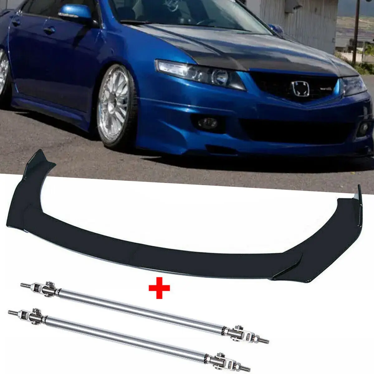 

For Acura TLX TSX ILX Car Front Bumper Lip Spoiler Splitter Body Kit&Strut Rods United States