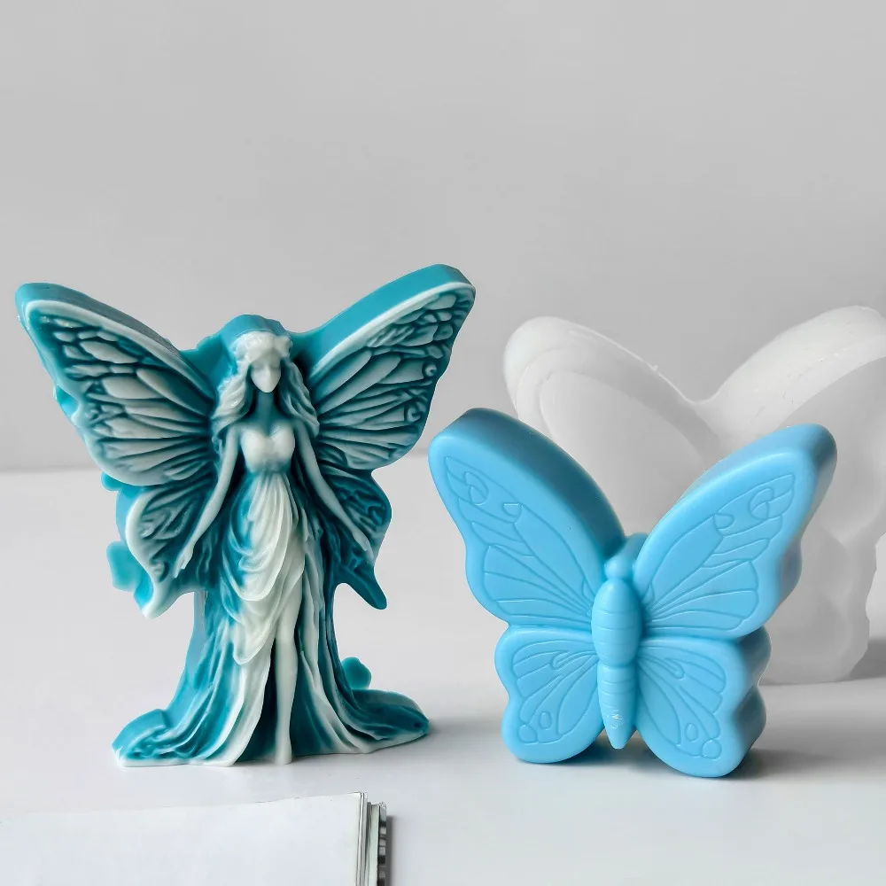 

DIY Цветочная Фея Бабочка Свеча Силиконовая Форма Изготовление Ангела Гипсовый Орнамент Ручная Работа Рельефное Крыло Смола Форма Ароматерапевтический Декор