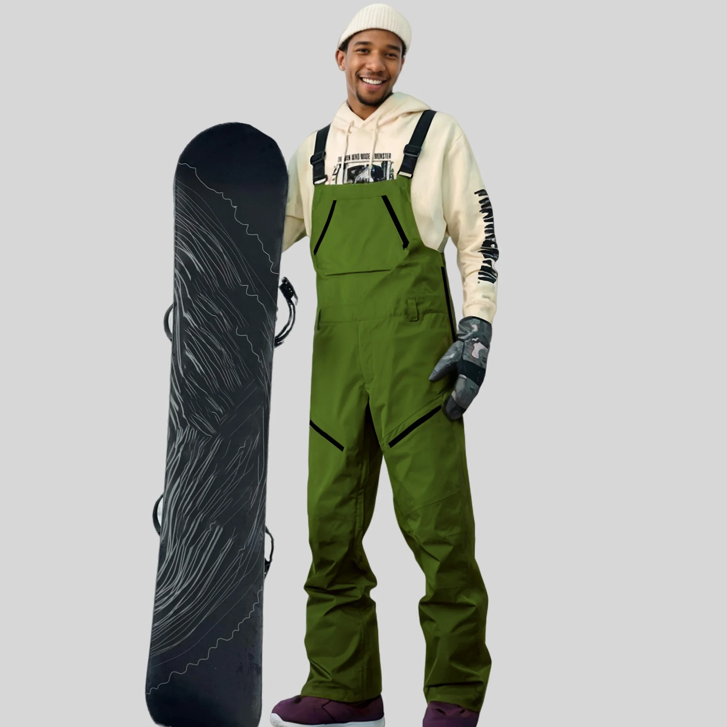 

Men Loose Skiing Pants Outdoor Waterproof Windproof Snow Trousers New Winter Ski Overalls Snowboard Sport Strap Pants Clothing