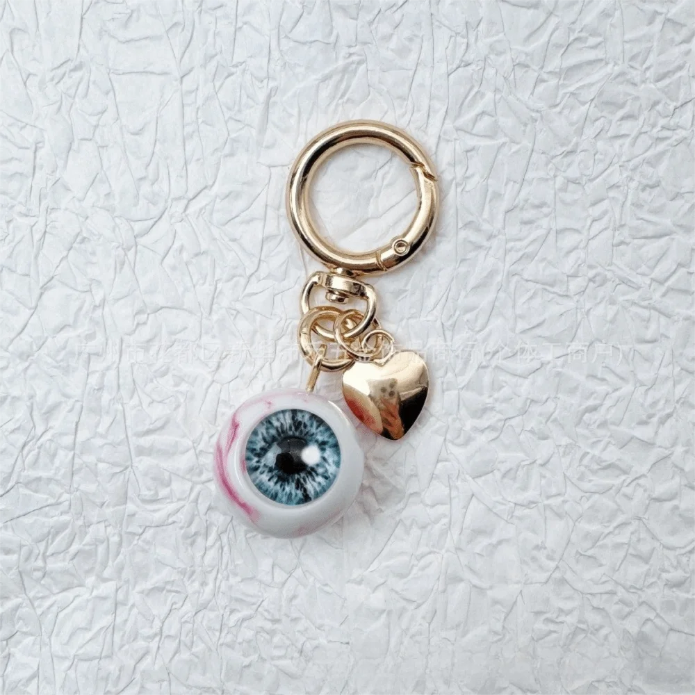 Unique Funny Demon Eyeball Keychain Resin Luminous Bag Pendant Halloween Theme Heart Car Key Holder Halloween Party