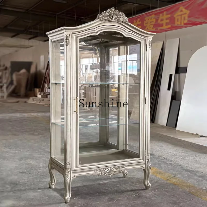 

American light luxury glass door, storage against the wall, high champagne display, carved TV cabinet