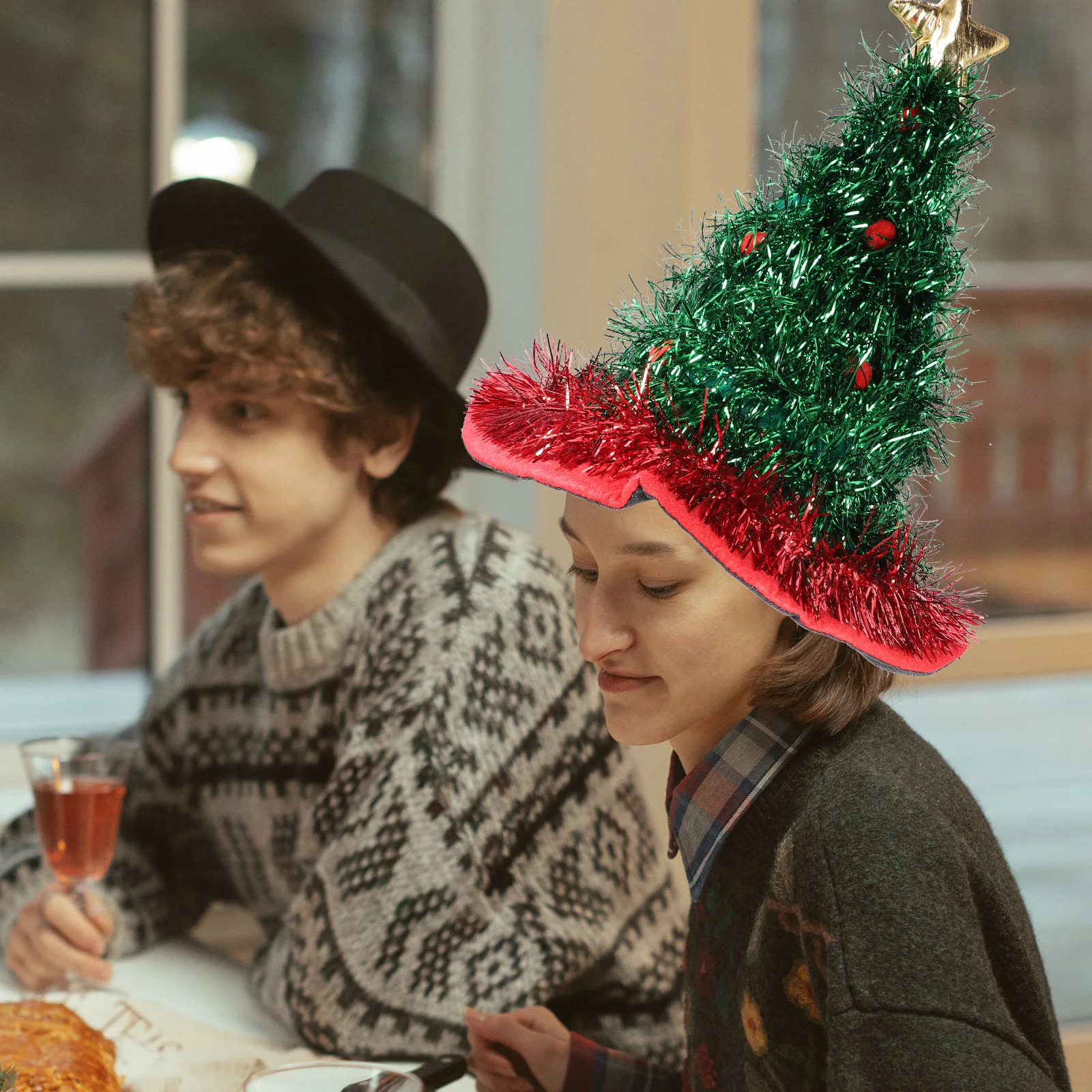 

Xmas Tree Caps Soft Comfortable Wear Lightweight Christmas Tree Headdress Party Favors Holiday Decoration Accessory