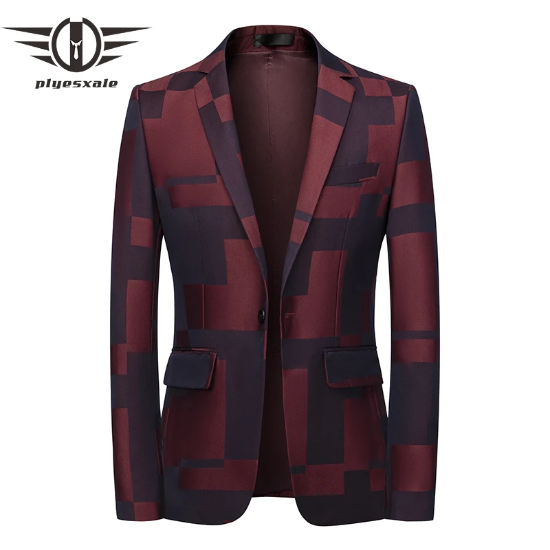 

Spring Autumn Casual Blazer For Men Slim Fit Navy Blue Burgundy Homens Blazers High Quality 6XL Formal Terno Masculino Q798