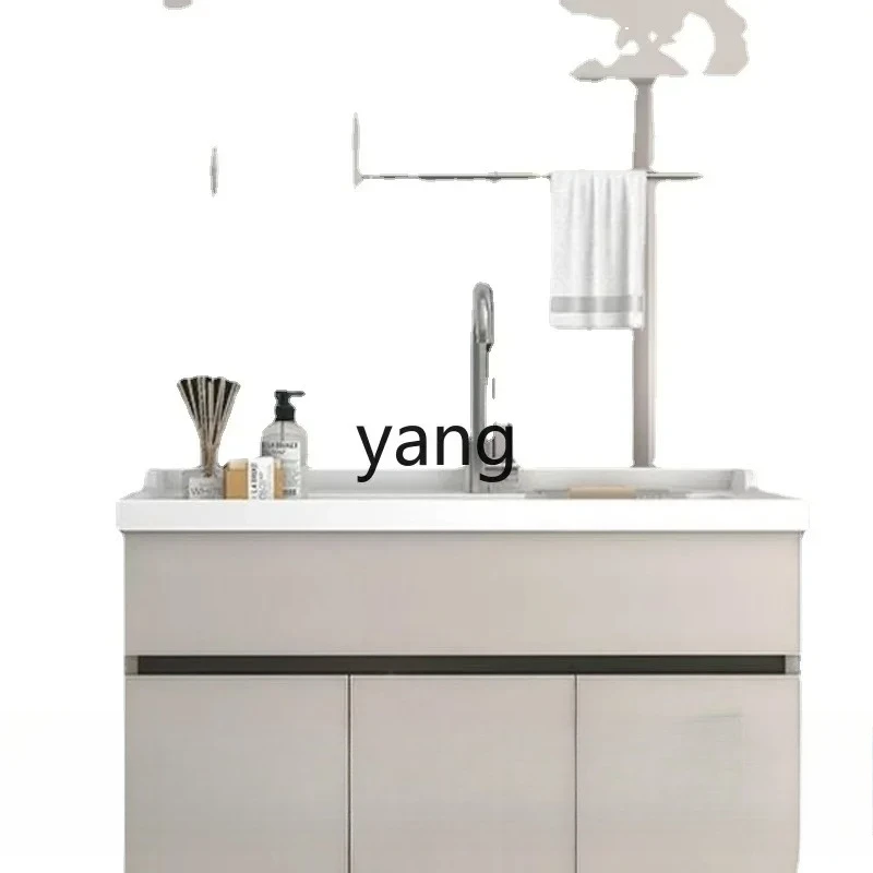 LMM Alumimum Wash Wardrobe Balcony Laundry Table Integrated with Washboard Laundry Tub Wash Basin Combination
