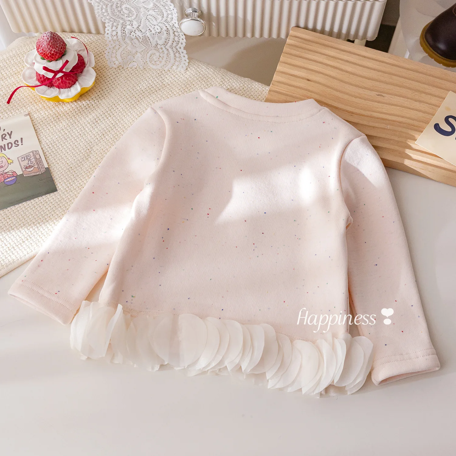 جديد الشتاء الرضع طفلة تي شيرت الكرتون التطريز زائد الصوف الاطفال طفل الفتيات قميص عادية رشاقته الدافئة طفل فتاة قمم