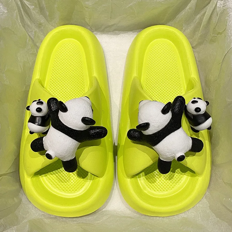

Panda fashion cross slippers summer wear thick bottom stepping on shit slippers non-slip and non-smelly home slippers women