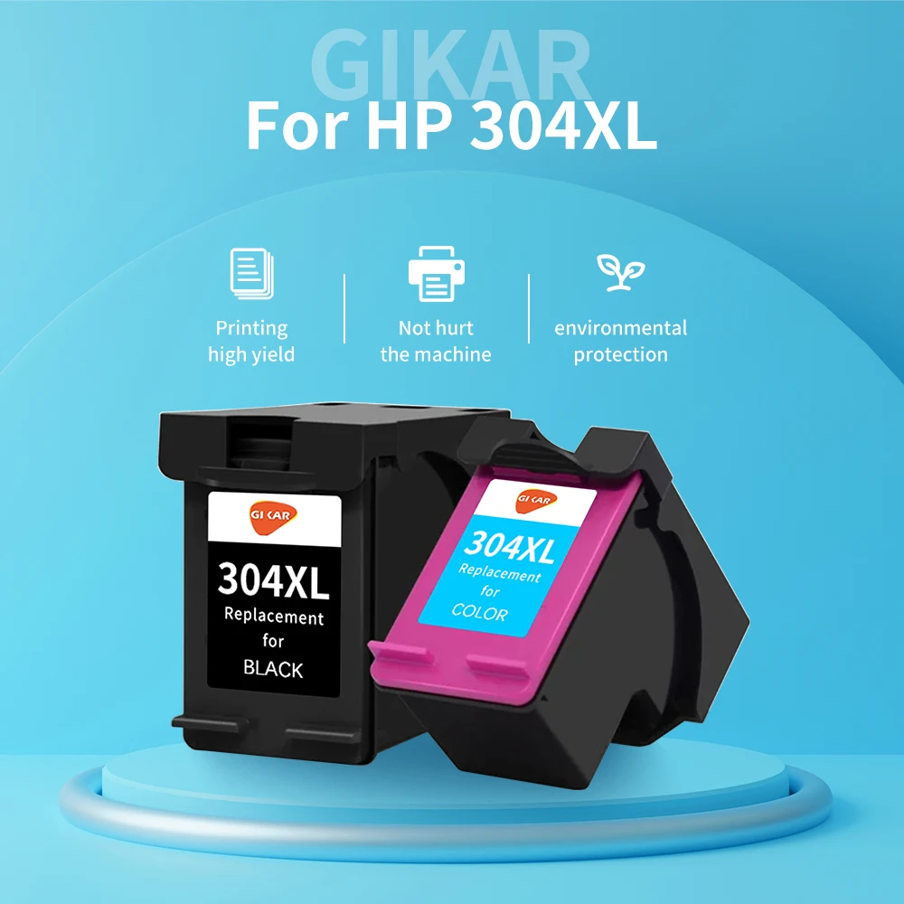 GIKAR  hp 304XL Ink cartridge Compatible for HP 304  304XL  Deskjet ENVY Officejet 2600 2630 3723 3724 3730 3732 3752  Printer