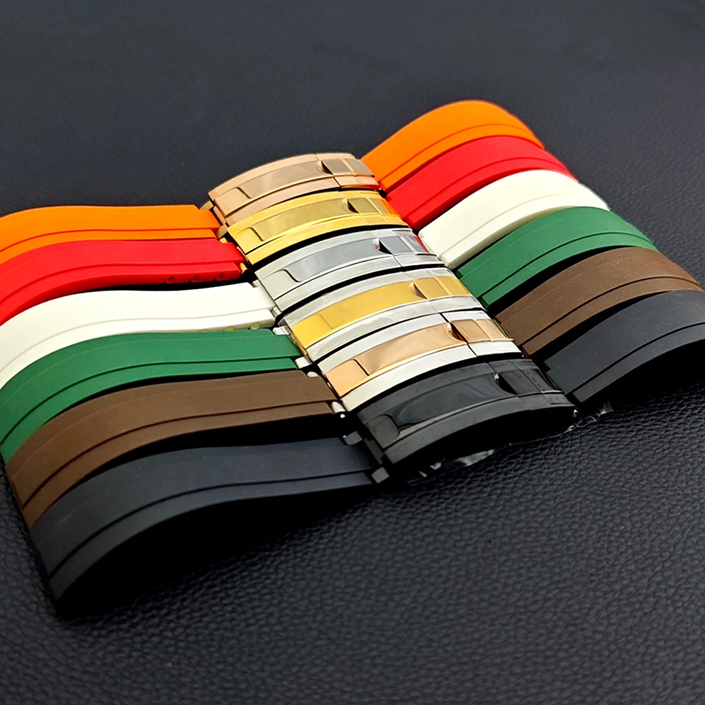 20-mm-Uhrenarmband mit gebogenen Enden, verstellbares Gummi-Uhrenarmband, passend für 20-mm-Breite VK63-Gehäuse, Uhrenteile für Herren – Detail 5