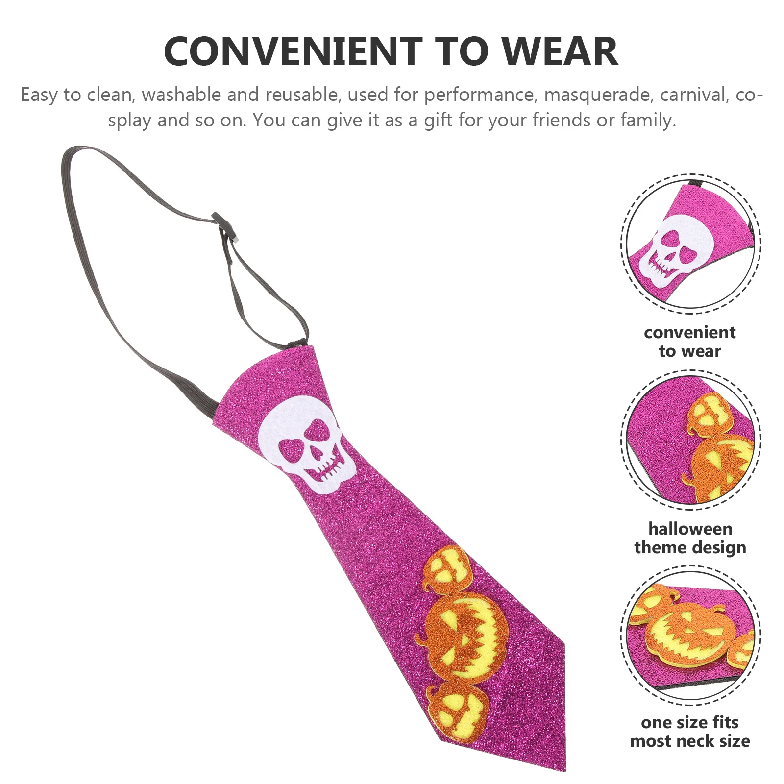 

1pcs Pumpkin Skull Necktie Halloween Themed Cosplay Accessory Decorative Scarf For Party Masquerade Carnival Costume